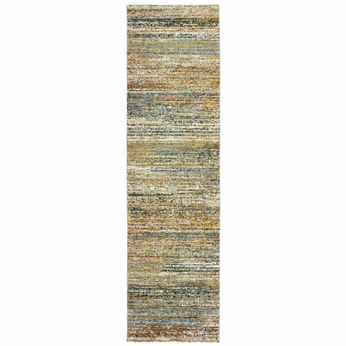 2' X 8' Gold And Slate Abstract Runner Rug